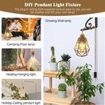 Rustic bedroom light black pendant light wood & hemp rope cable hanging light