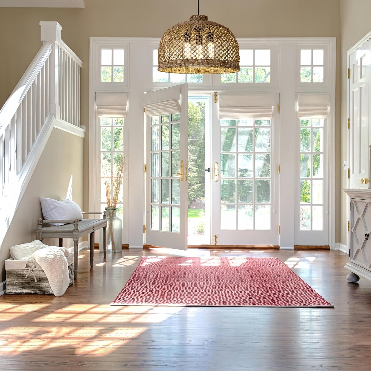 18.9in rattan hallway light brown pendant lights rattan, seagrass, bamboo chandelier light
