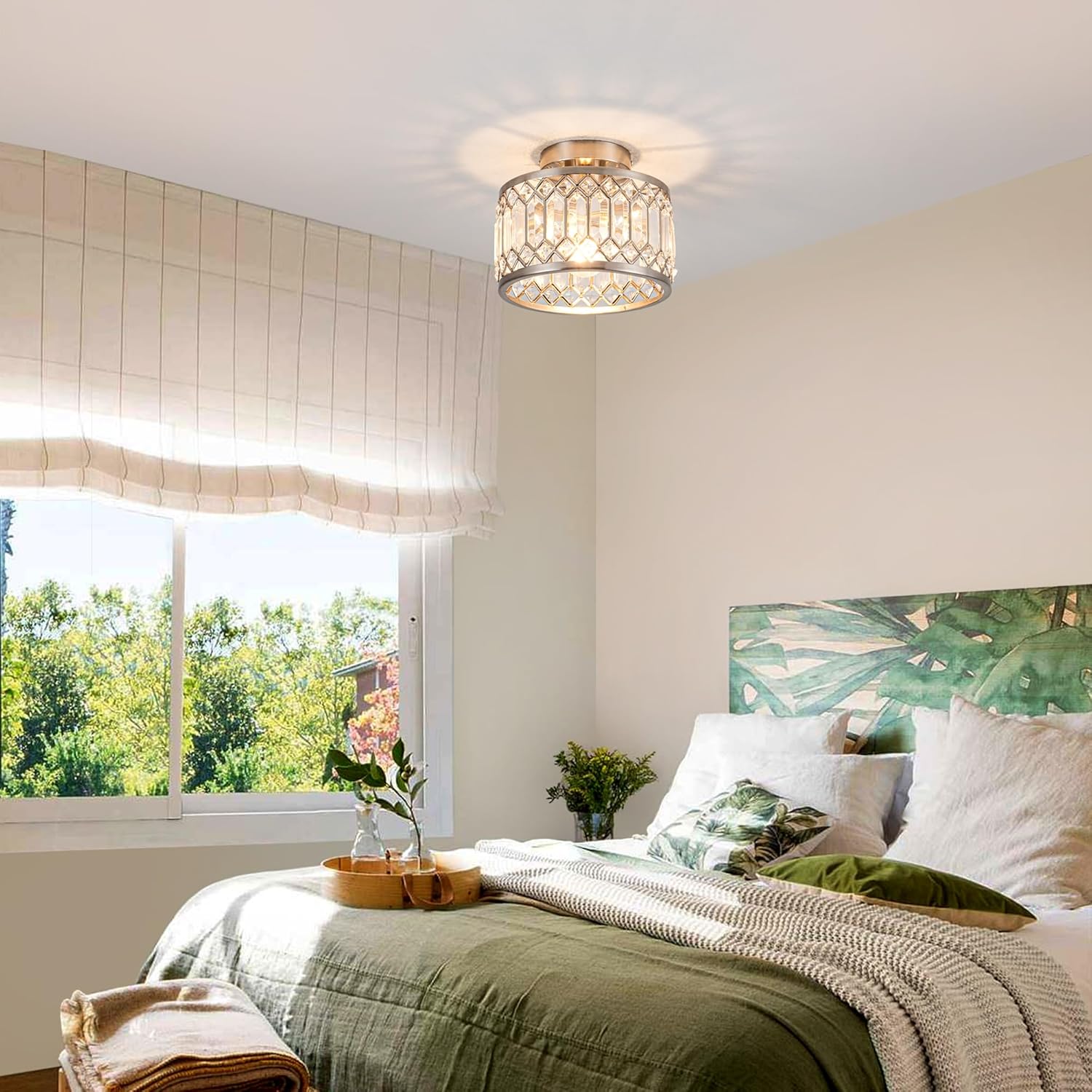 Modern flush mount light silver ceiling light silver bedroom light