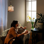 Rectangular pendant light golden amber hanging light glass metal fixture light