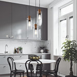 3 light kitchen light black bedroom light metal,wood and glass pendant light