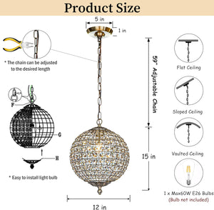1-light chandelier light gold bedoom light iron,crystal pendant light