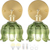 Set of 2 bedroom light green wall light brass, glass kitchen light