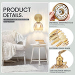 Set of 2 living room light amber wall light glass, metal porch light