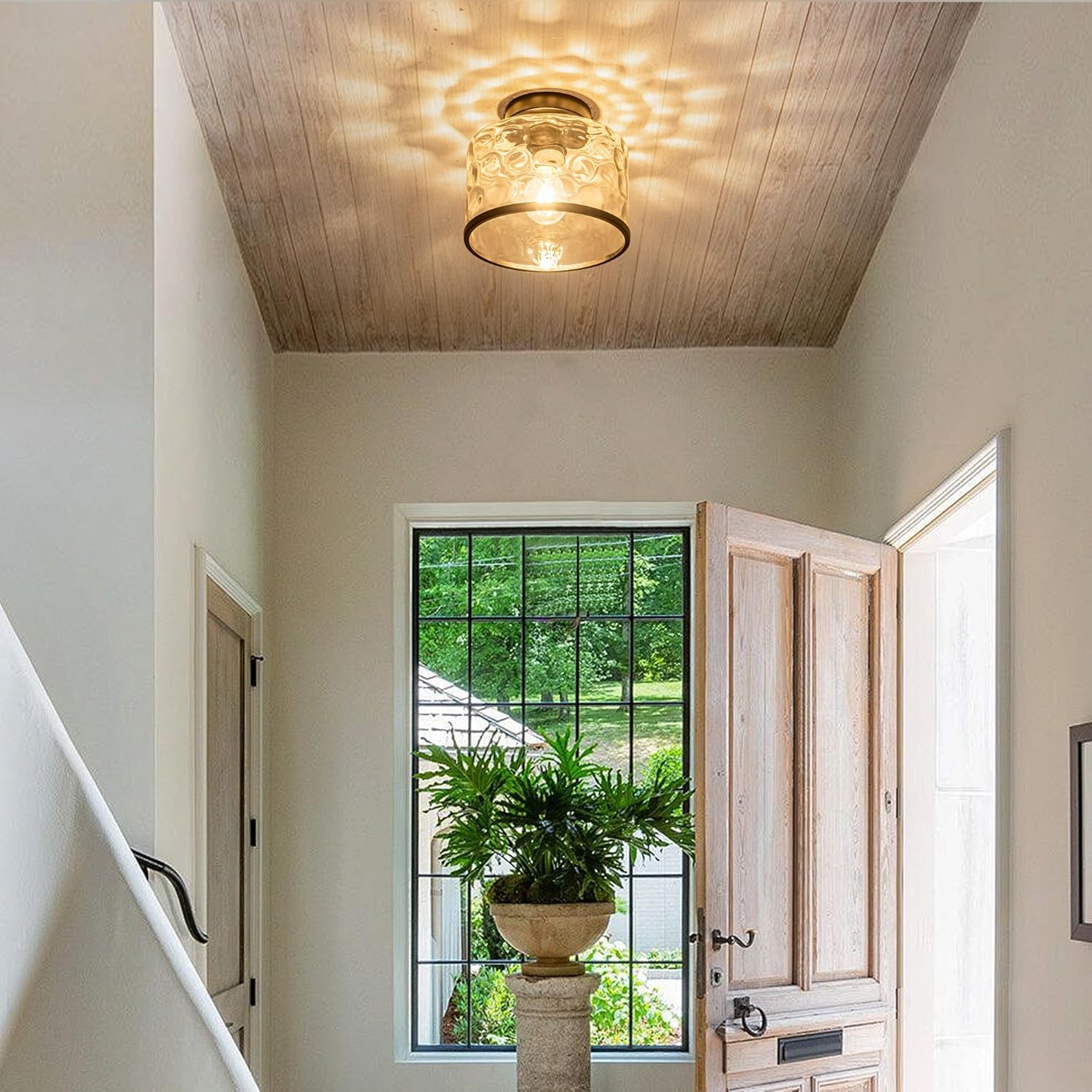 Industrial ceiling light black porch light glass, metal kitchen light