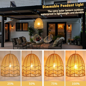 Dimmable hanging light matte pendant light plastic rattan lantern light
