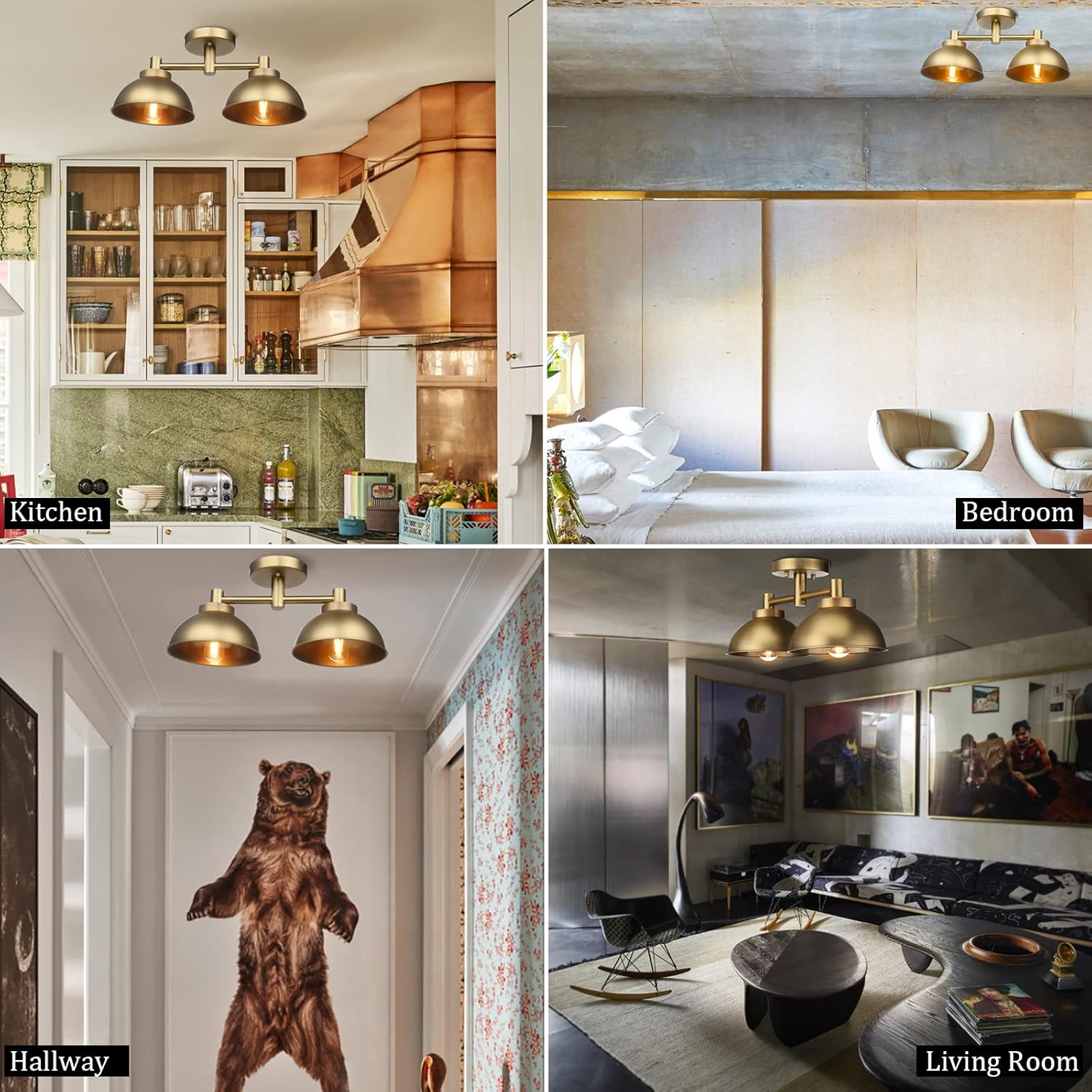 2 lights ceiling light brass mounted light metal kitchen light