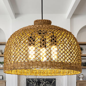 18.9in rattan hallway light brown pendant lights rattan, seagrass, bamboo chandelier light