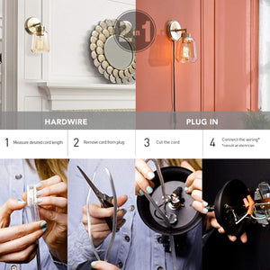 1-light bedroom light brass mounted light metal wall light