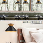 Farmhouse hanging lamp black pendant light metal,wood bedroom light