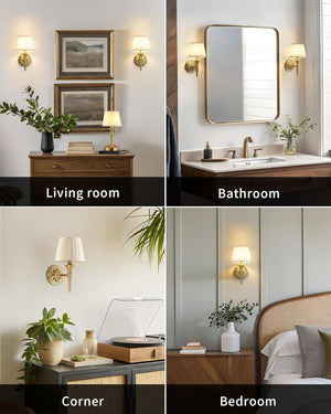 2 pack wall light  gold, beige hallway light metal, fabric bedroom light