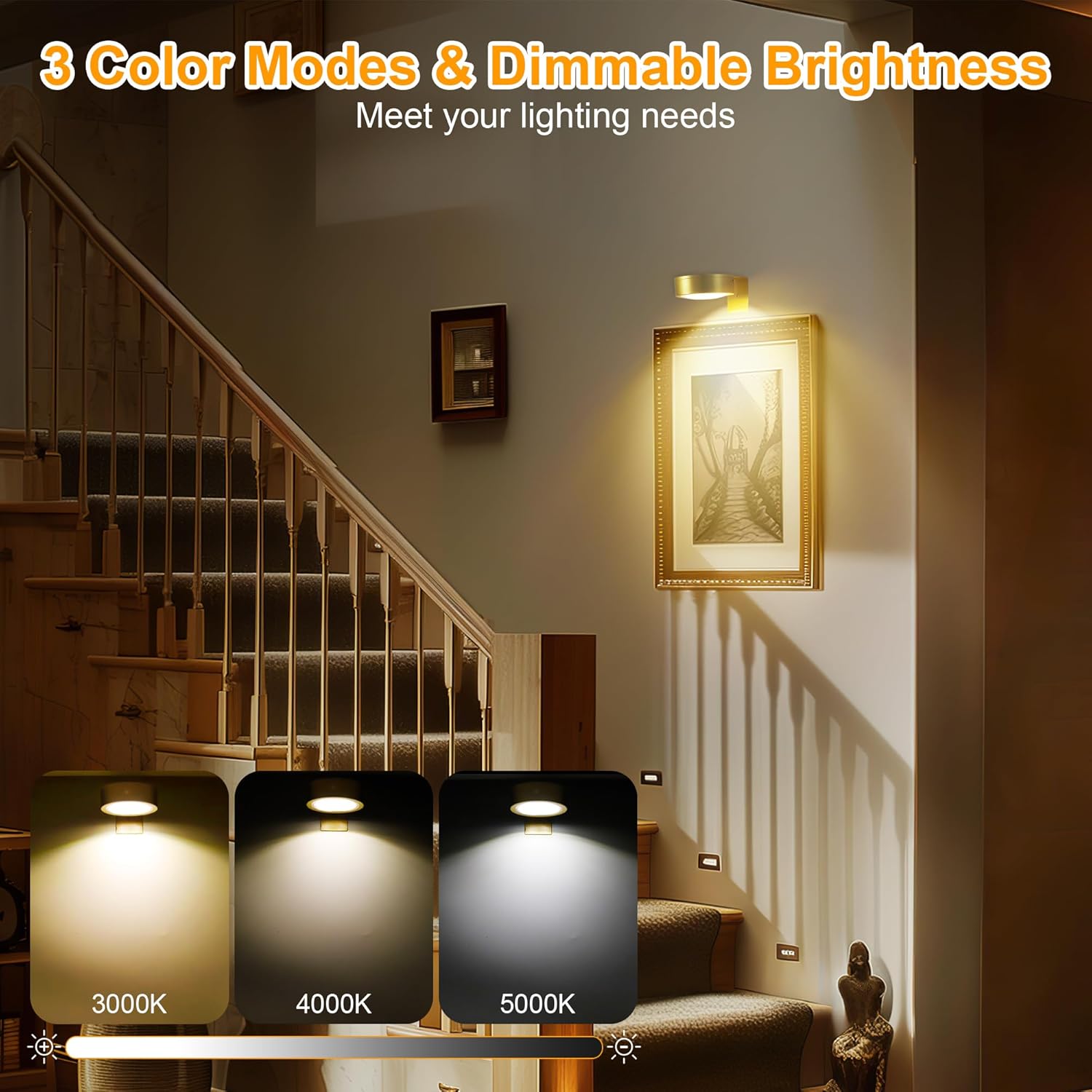 3pcs picture light gold display light plastic wall light