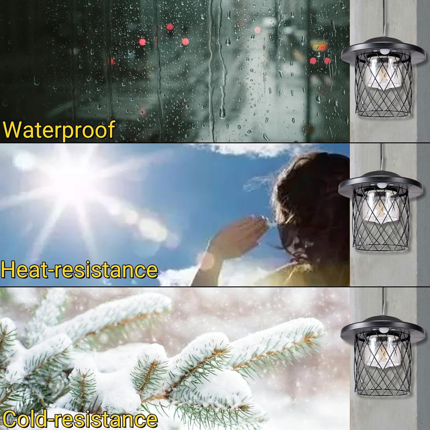 Led solar lights black pendant lamp ‎plastic, metal Patio light