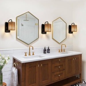 Bohemian bathroom light rattan wall light hemp rope,metal fixtures light