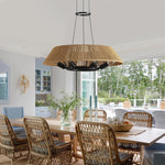6-light dining room light brown chandelier light rattan pendant light