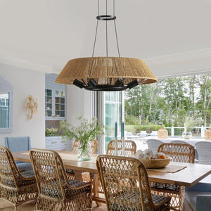6-light dining room light brown chandelier light rattan pendant light