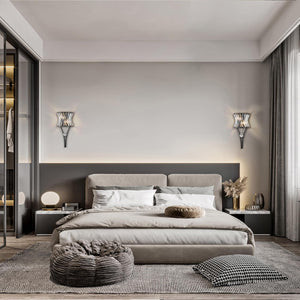 2 Light mount light black wall light metal, crystal bedroom light