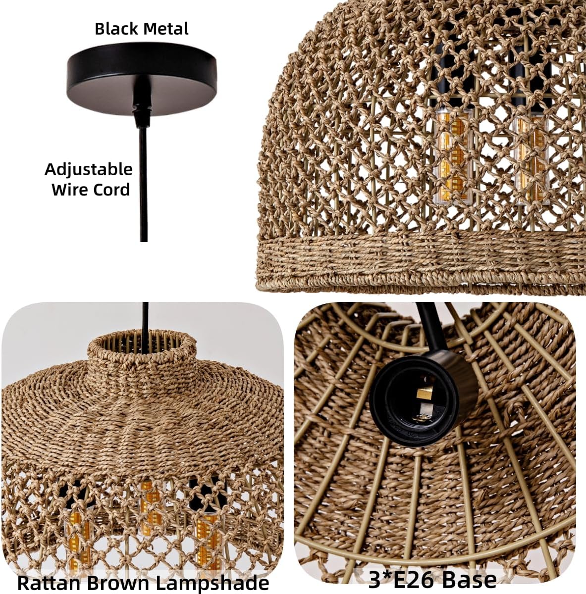18.9in rattan hallway light brown pendant lights rattan, seagrass, bamboo chandelier light