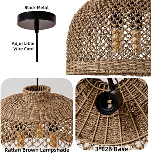 18.9in rattan hallway light brown pendant lights rattan, seagrass, bamboo chandelier light
