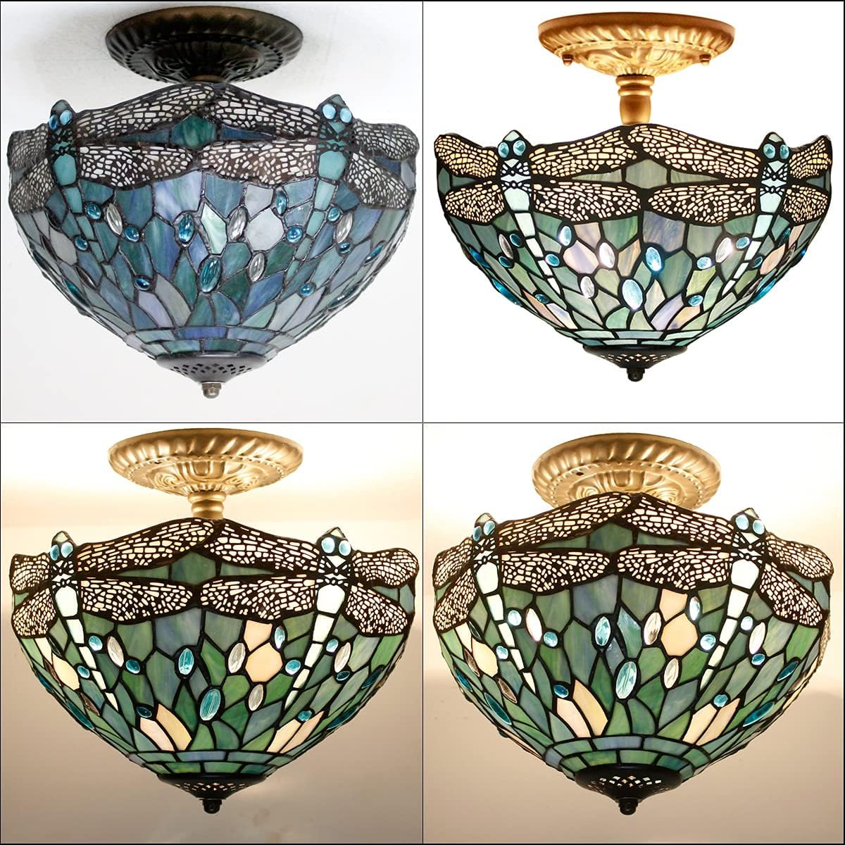 12 inch ceiling light sea blue mount lamp glass,iron bedroom light
