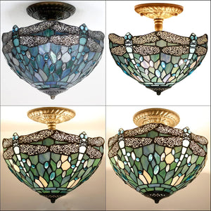 12 inch ceiling light sea blue mount lamp glass,iron bedroom light