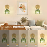 Set of 2 bedroom light green wall light brass, glass kitchen light
