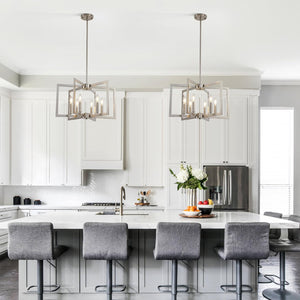 6-light modern hanging light brushed nickel entryway light metal pendant lights
