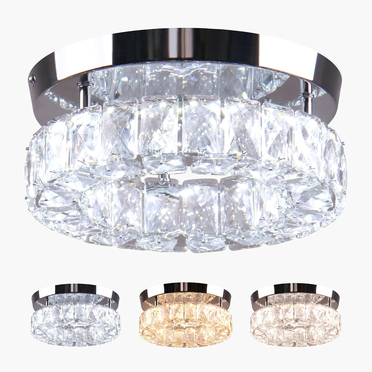Led ceiling light chrome-multi-colored entryway light crystal ,steel hallway light