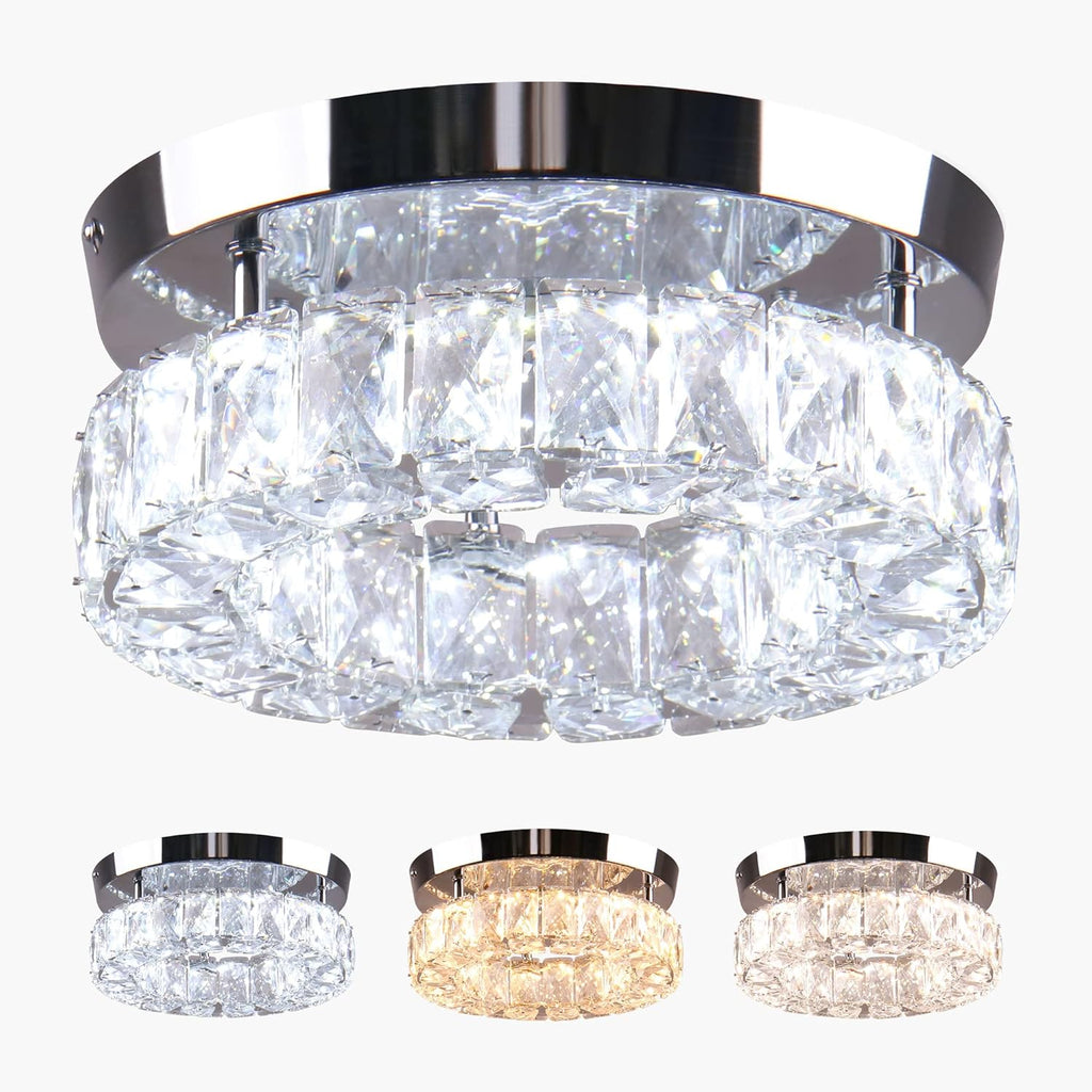 Led ceiling light chrome-multi-colored entryway light crystal ,steel hallway light