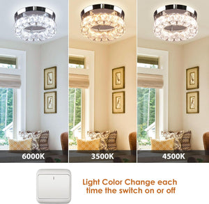 Led ceiling light chrome-multi-colored entryway light crystal ,steel hallway light