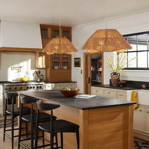 3-light fixture light brown chandelier light rattan, metal hallway light