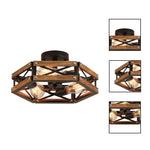 3 Light light bulbs oak , black light fixture wood ceiling light