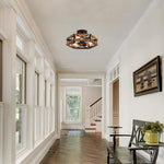 3 Light light bulbs oak , black light fixture wood ceiling light