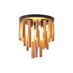 3 Light semi light wood bedroom light wood  ceiling lighting