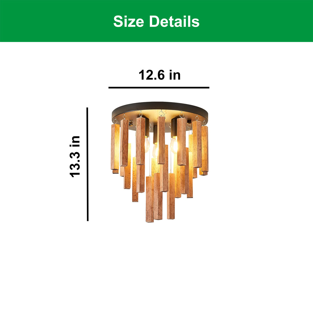 3 Light semi light wood bedroom light wood ceiling lighting – HIGHLIGHT ...