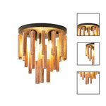 3 Light semi light wood bedroom light wood  ceiling lighting