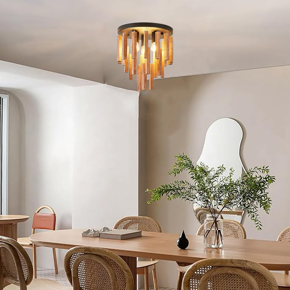 3 Light semi light wood bedroom light wood ceiling lighting – HIGHLIGHT ...