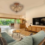 4 Lights bulbs light bronze ceiling light aluminum, Crystal bedroom ceiling fixtures