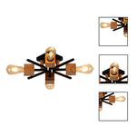 4 Light flush mount light black, wood ceiling light   metal, wood light fixture