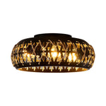 3 Light led light black ceiling light metal, rattan boho light fixtures
