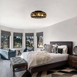 3 Light led light black ceiling light metal, rattan boho light fixtures