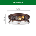 16 Inch ceiling lighting bronze flush mount ceiling light glass metal kitchen lights fixture