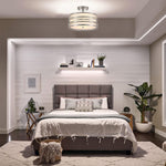 2 Light mount flush light silver bedroom ceiling light linen, metal light fixture
