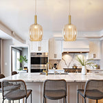 11” Kitchen lighting gold bulbs light glass, metal pendant light