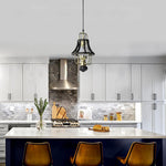 Farmhouse dining room chandeliers black, brass color pendant lights glass, iron, metal, wood hanging light