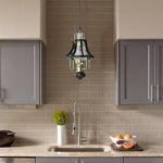 Farmhouse dining room chandeliers black, brass color pendant lights glass, iron, metal, wood hanging light