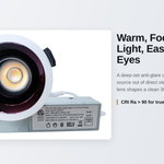 3.27-Inch Recessed LED Downlight 4 Pack, Bright Black Reflector, Adjustable Tilt, 8W–12W and 5 CCT Selectable, 36° Beam, CRI 90+, Deep Anti-Glare, White Trim, Triac Dimmable, with Junction Box Driver (Bright Black Surface)