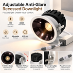 LED recessed light, 3000K, Bright Black reflector