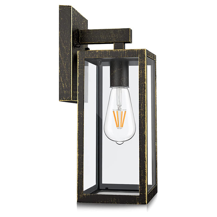 Antique exterior wall lantern rust black wall sconce lighting fixture with glass shade