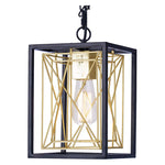 Black and gold farmhouse chandelier industrial cage square pendant hanging light